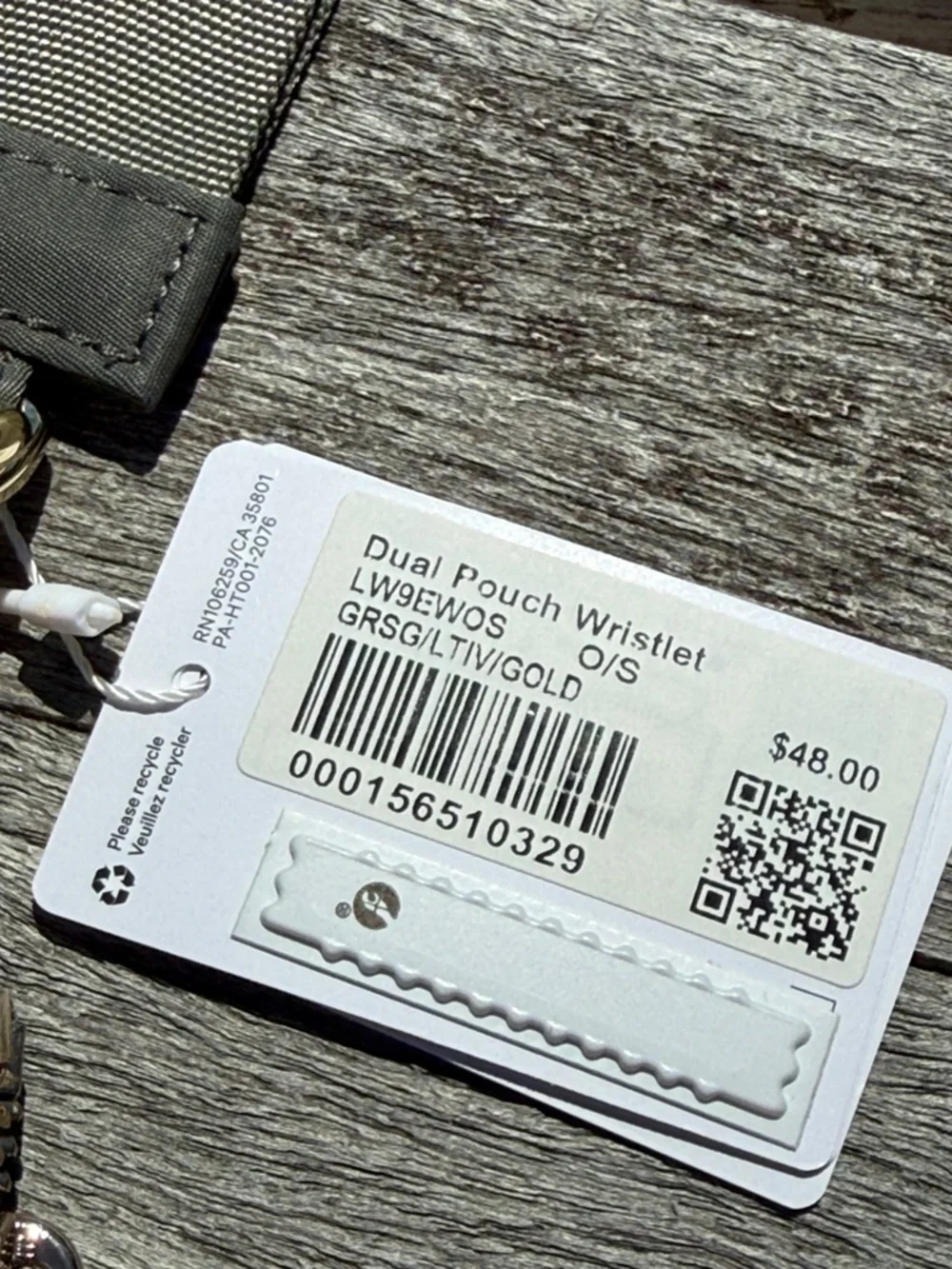Lululemon Dual Pouch Wristlet Grey‎ Sage/Light Ivory/Gold NWT